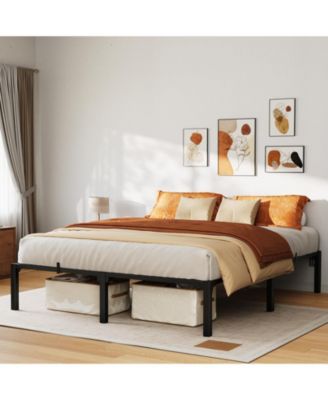 Heavy Duty Metal PlLow Profile 14 Inch, Iron Slats and Legs, No Box Seasonal Needed, Quiet and Non-Slip,Under Bed Storage