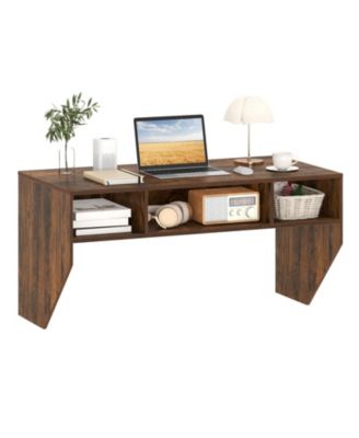 Floating Wall-Mounted Computer Desk with 3 Storage Compartments, Home Office Desk