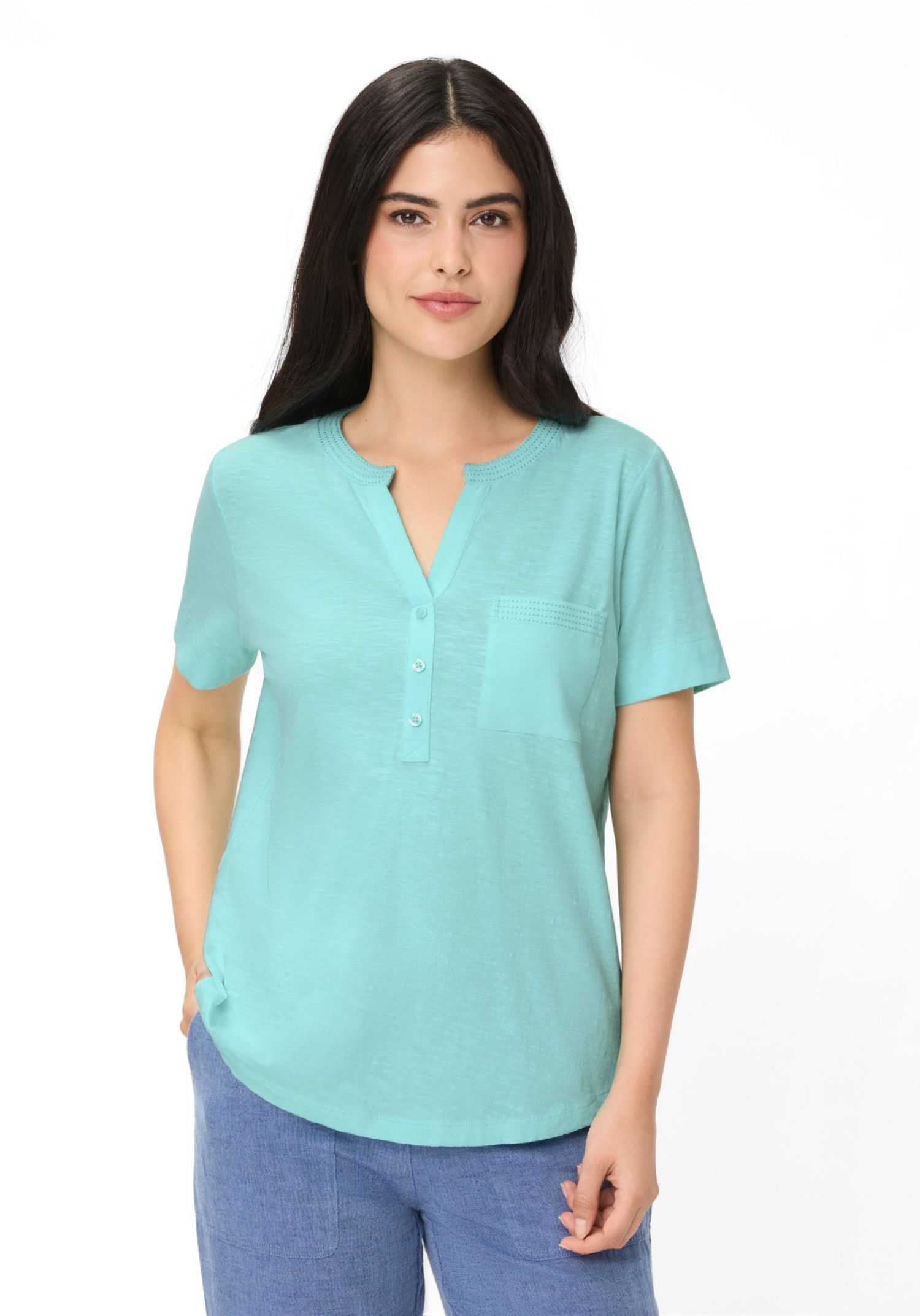 Women's Solid Henley T-Shirt