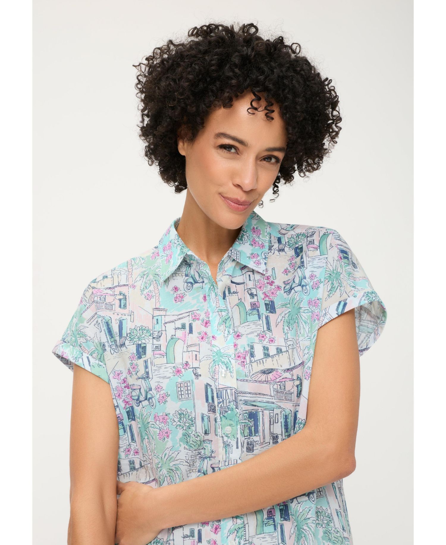 Women's Italian Villa Print Shirt