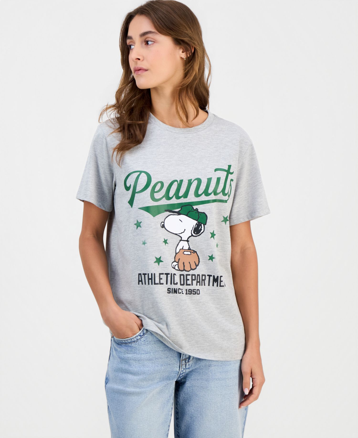 Juniors' Snoopy Baseball Short-Sleeve T-Shirt