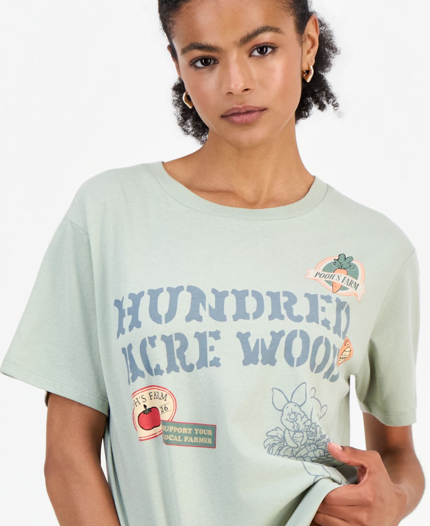 Juniors' Pooh Hundred-Acre-Wood Graphic T-Shirt