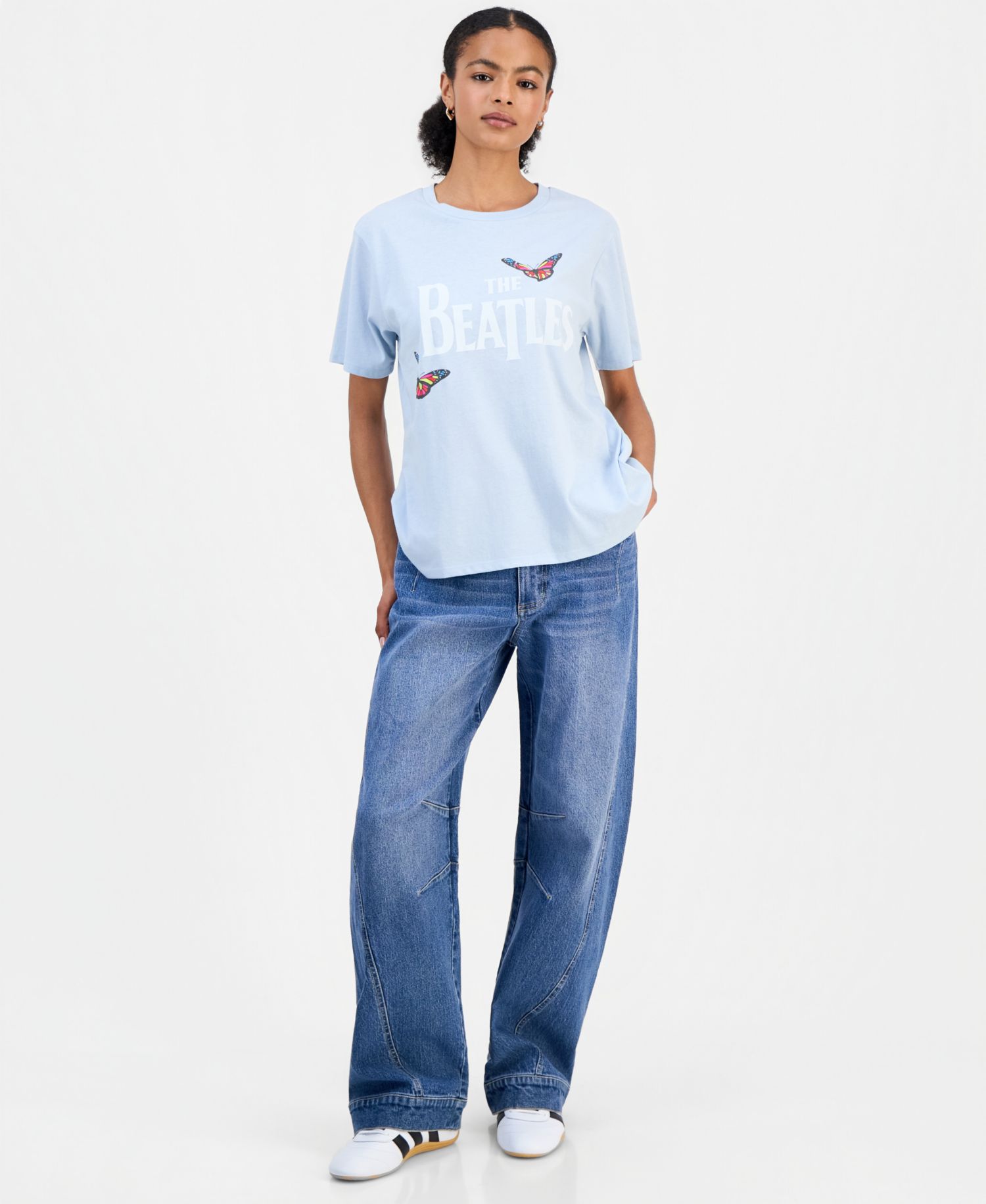 Juniors' Beatles Butterfly Graphic T-Shirt