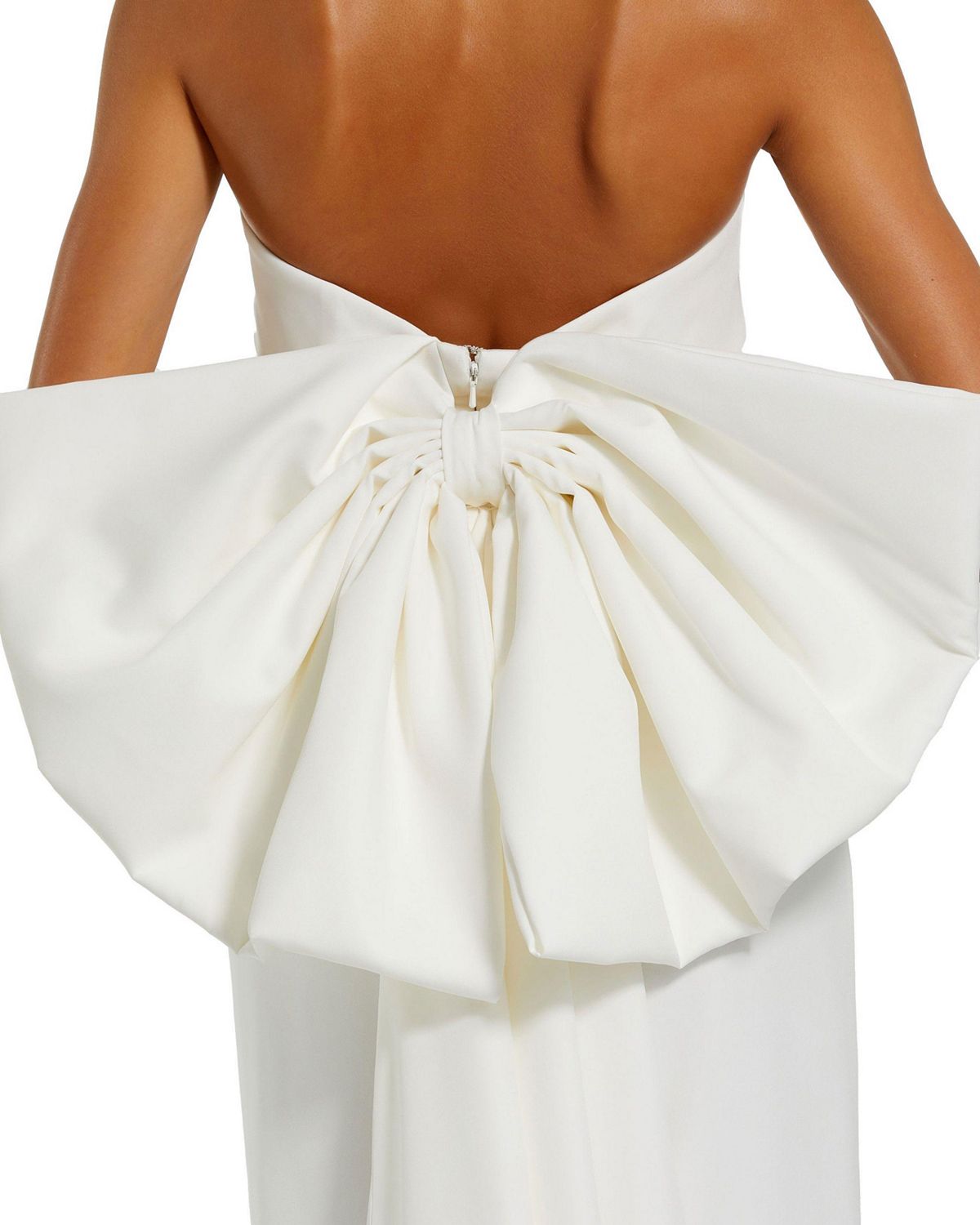 Mac Duggal Women's Strapless Satin Column Ankle Dress With Bow Detail view 3 — MAYCSS fashion products