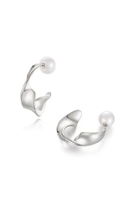 Chunky Wave Hoop Earrings - Silver 71$