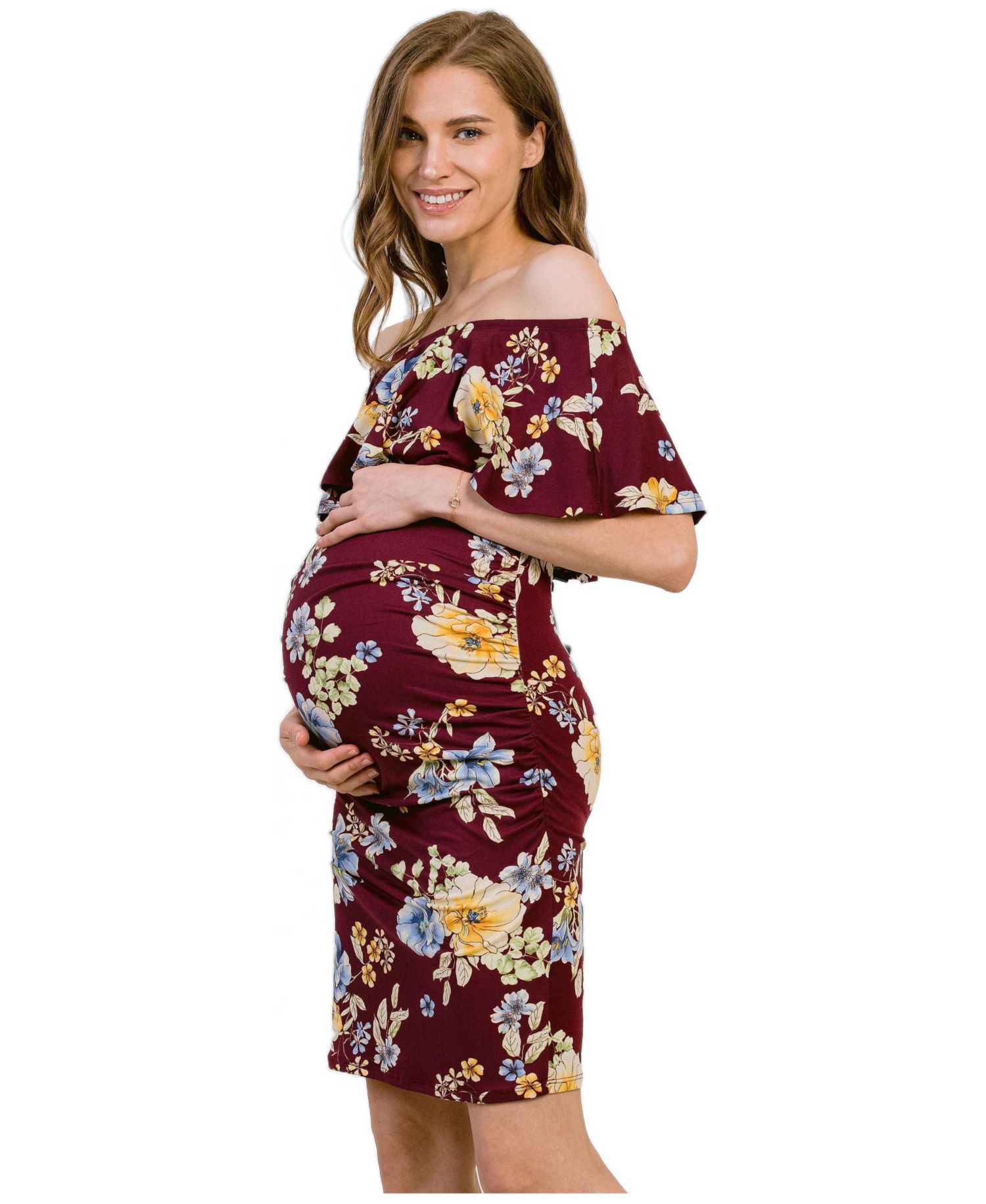 Women's Off-the-Shoulder Floral Ruffle Bodycon Dress