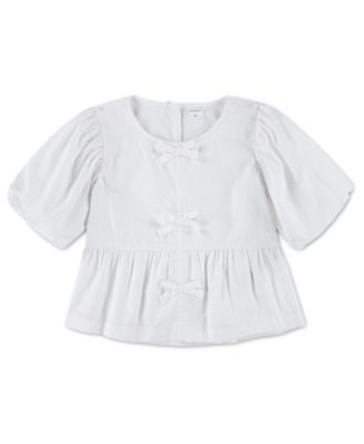 Toddler Girls' 2T-5T Bow-Detail Puff-Sleeve Top