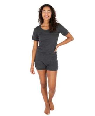 Womens Matching Family Two Piece Cotton Short Sleeve Shirt and Shorts Solid Color Pajamas