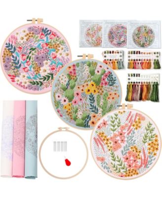 3 Flower Flower Embroidery Kit Beginners Hoop DIY Craft