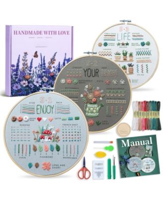 Embroidery Kit Beginners 4k Video Tutorials 33 Stitches Guide Magnetic Minder DIY Gift