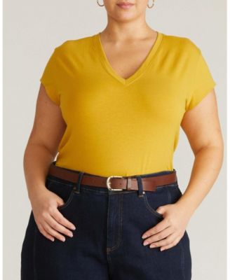 Plus Size Ashley V Neck Cap Sleeve Tee