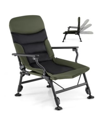 Oversized Foldable Fishing Chair for Adults with Padded Armrests, Cup Holder and Carry Bag