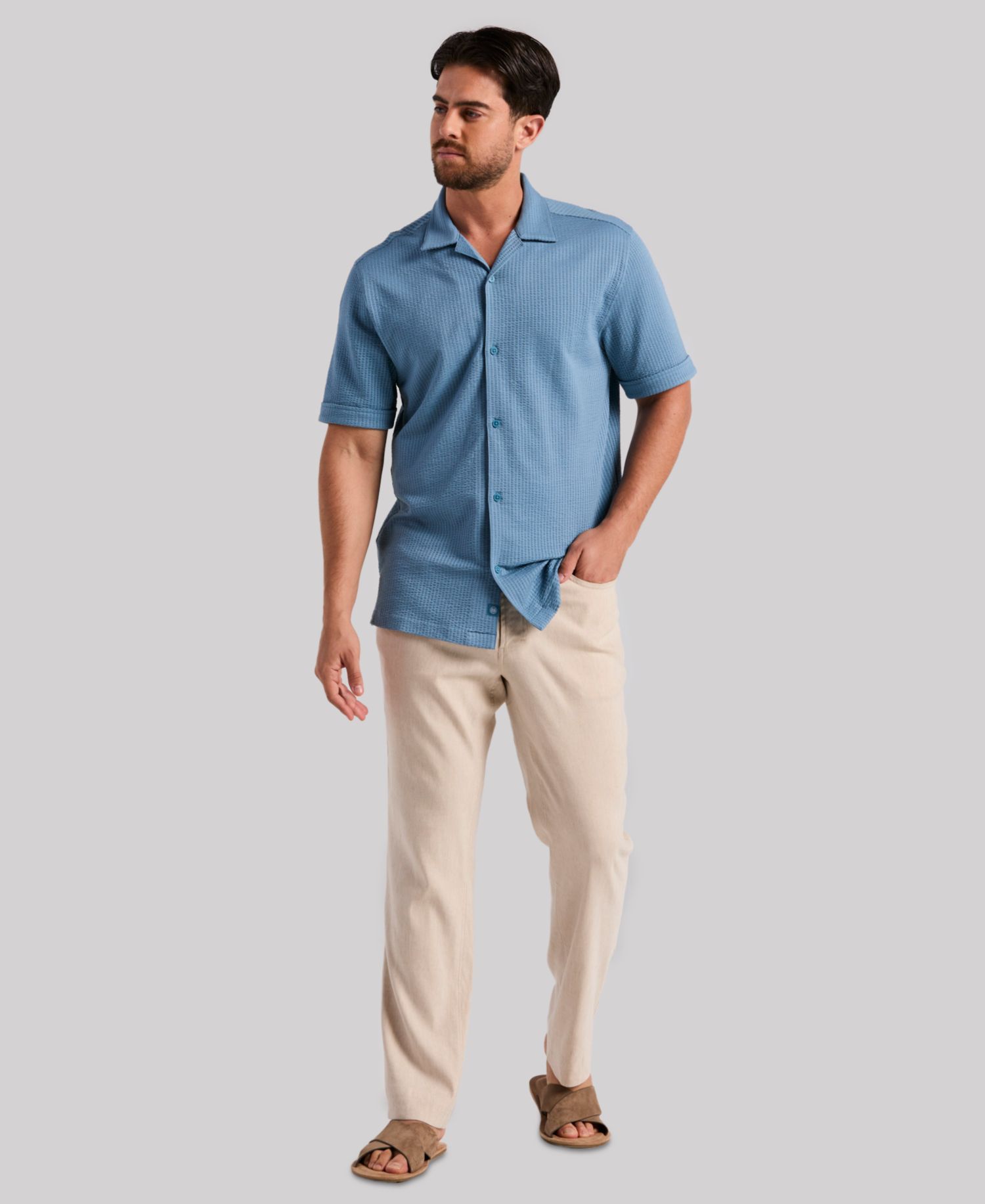 Men's Short-Sleeve Seersucker Knit Shirt