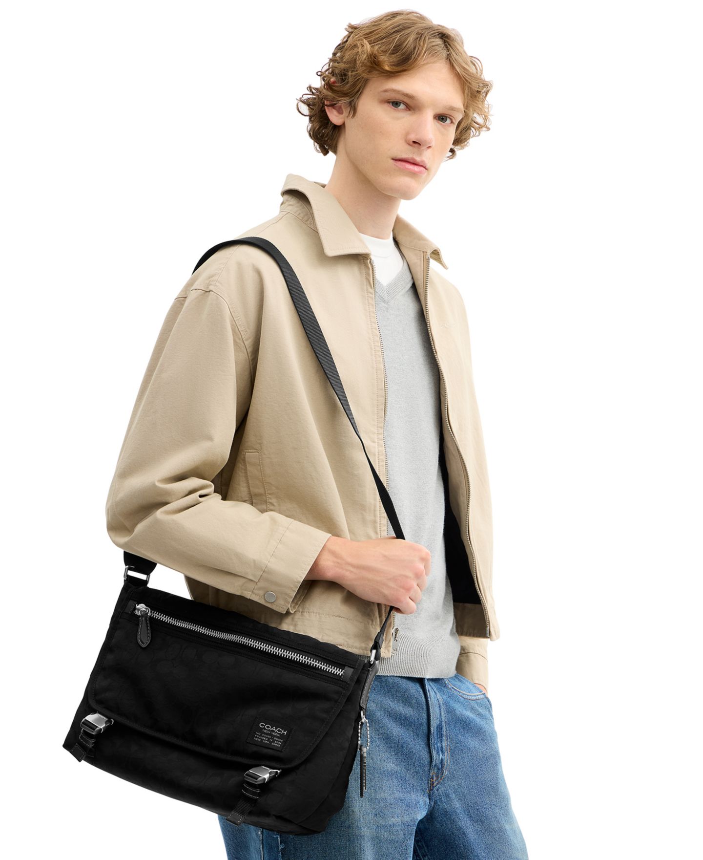 Мужские сумки Coach Signature Messenger, цвет: Чёрный — фото 4