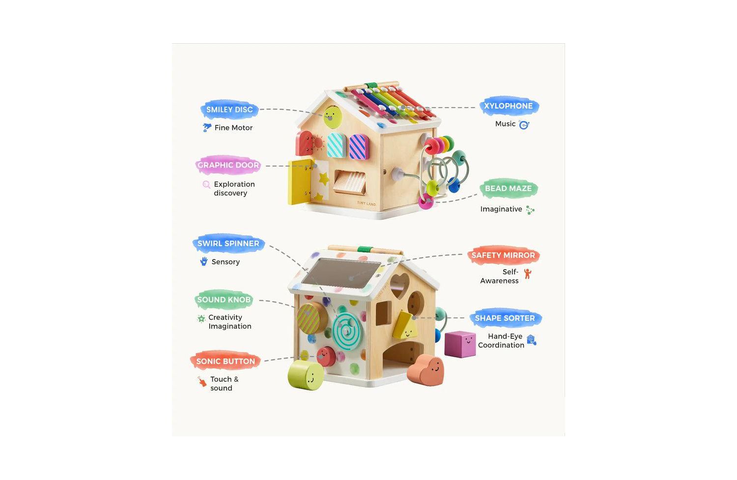 9-in-1 Wooden Activity Cube - Montessori Baby Activity Center