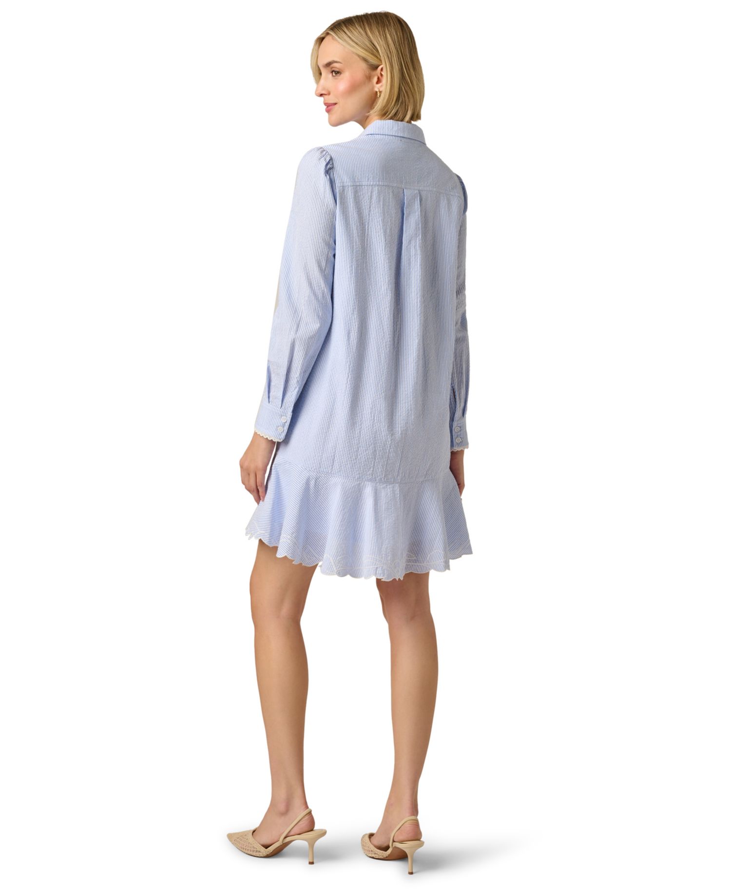 Women's Stripe Collared Shirt Shift Dress
