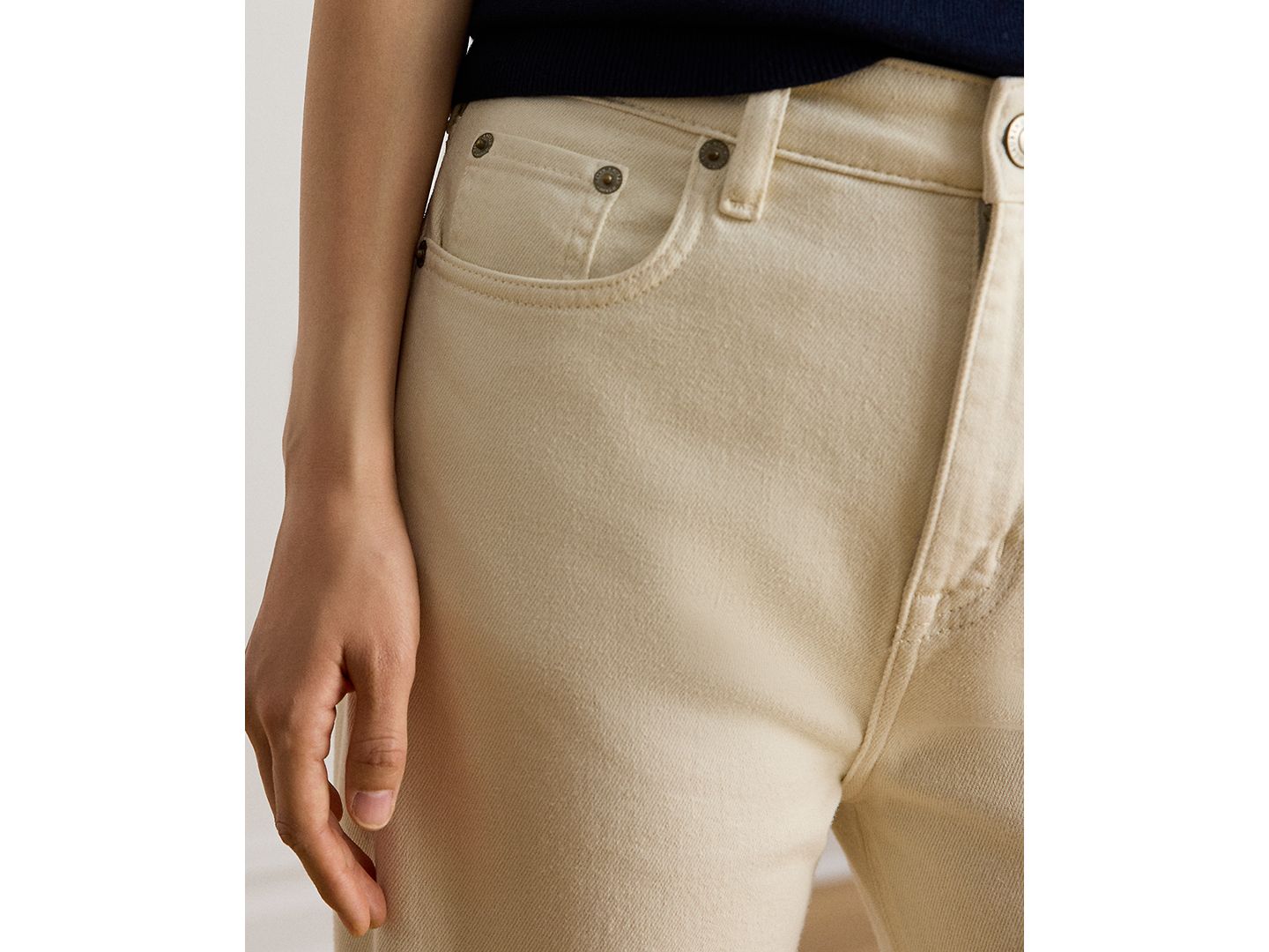 Женские джинсы Lauren Ralph Lauren High-Rise Straight Leg Denim Jeans, цвет: Кремовый варёный — фото 3