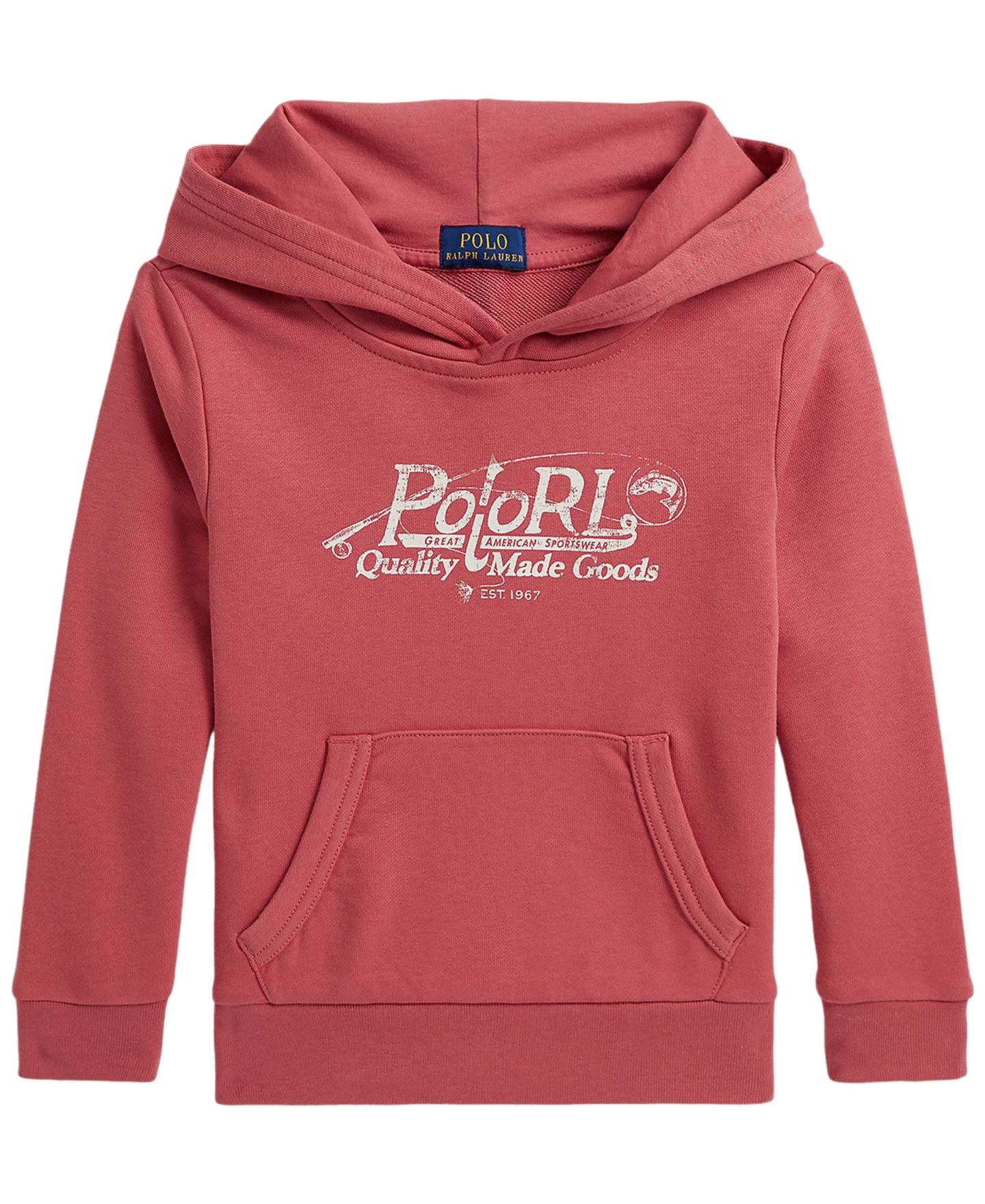 Худи Polo Ralph Lauren Logo French Terry Long-Sleeve для мальчиков, цвет: Ягодный — фото 1