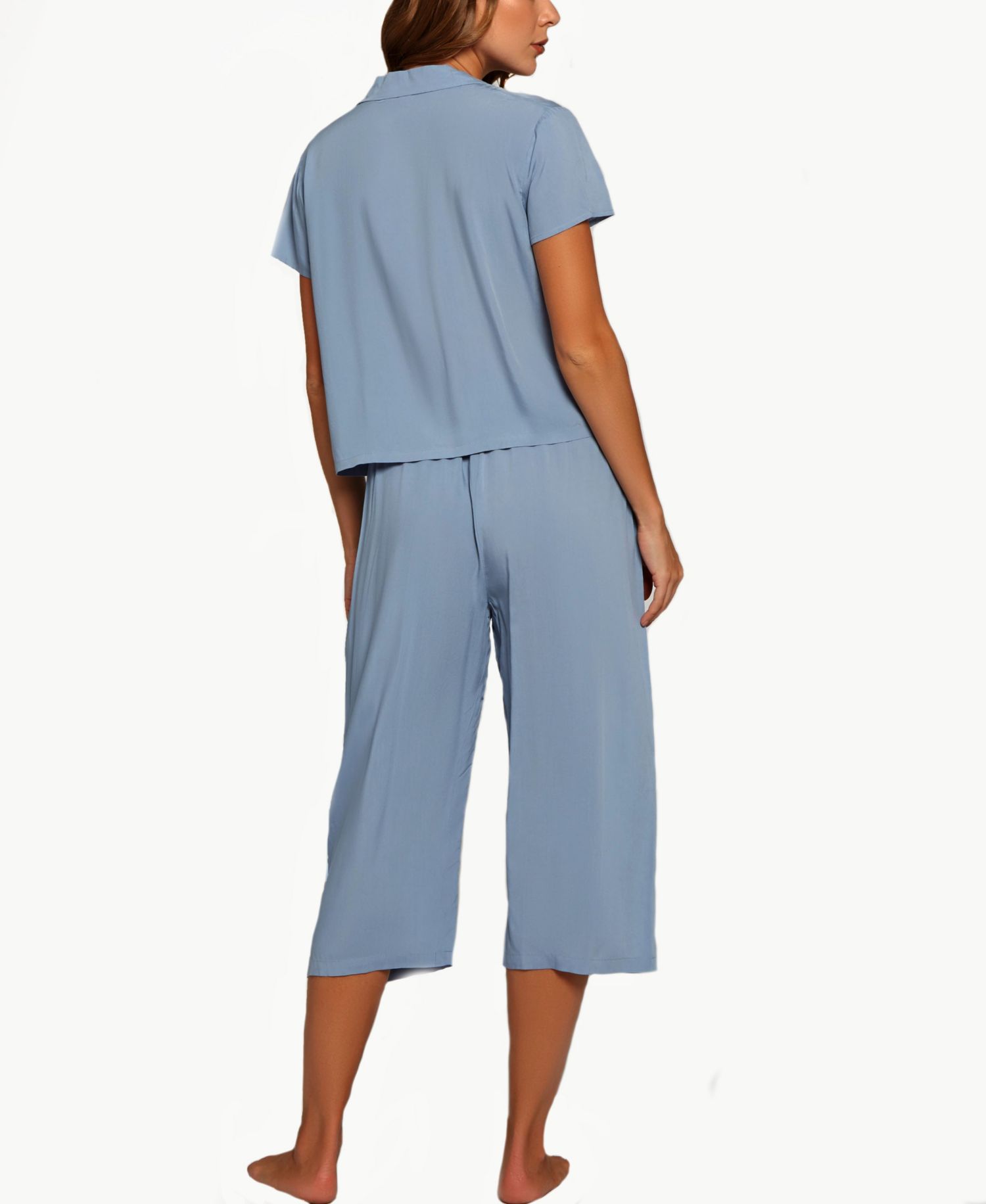 Women's Soft Rayon Top and Wide-Leg Capri Pants Pajama Set