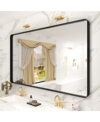 60" x 36" High-Strength Tempered Glass and Aluminum Alloy Framed Wall Decor Bathroom Vanity Mirror