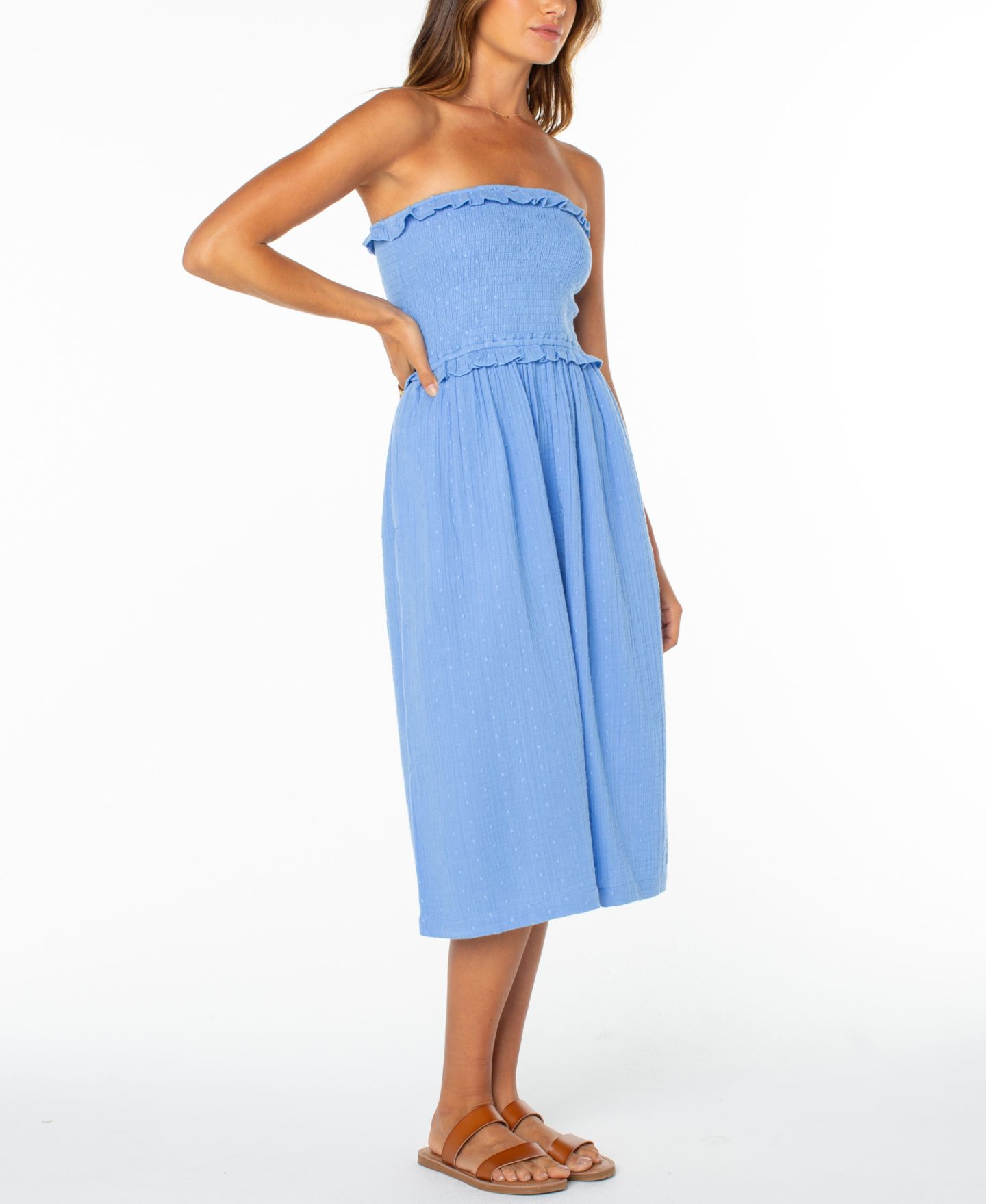 Женское платье Roxy Cotton Avalon Tube Midi, цвет: Облачный — фото 6