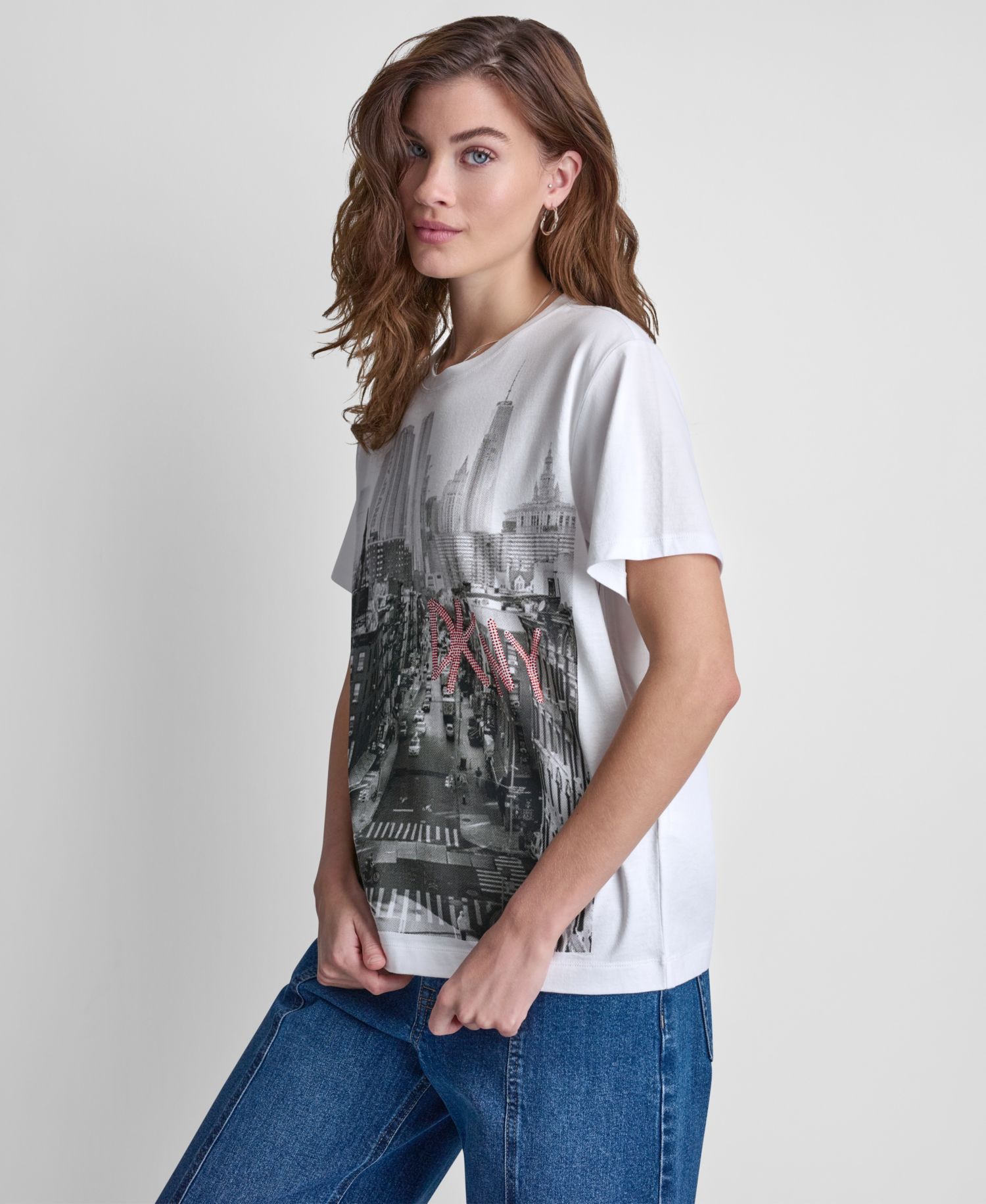 Petite New York Stacked Sequin Logo Short-Sleeve T-Shirt