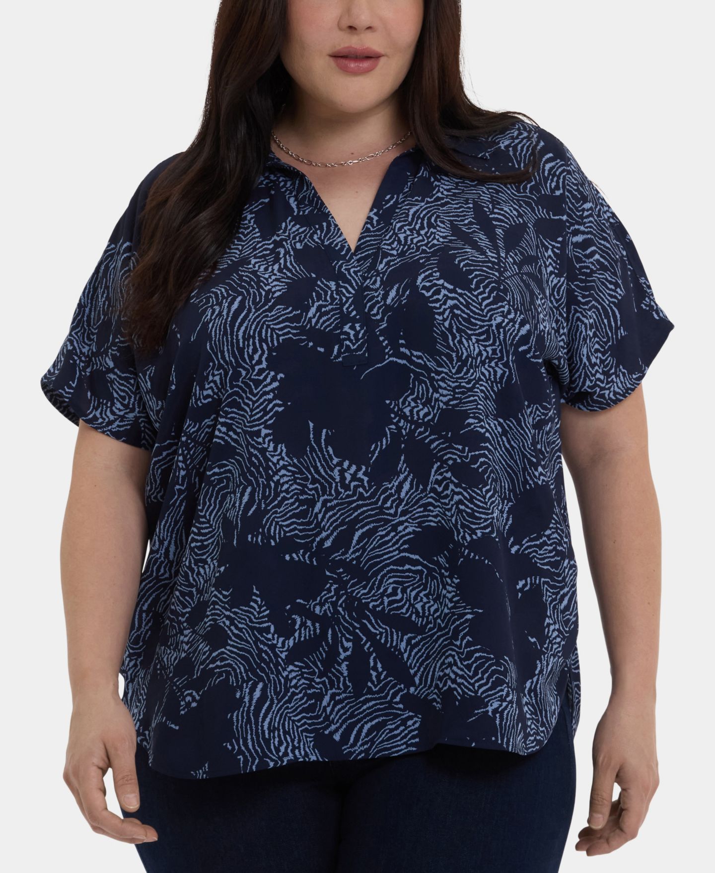 Женский топ NYDJ Plus Size Becky Short-Sleeve, цвет: Manuela Reina — фото 1
