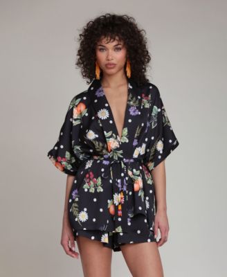 Women's Printed Drop Shoulder Kimono Top