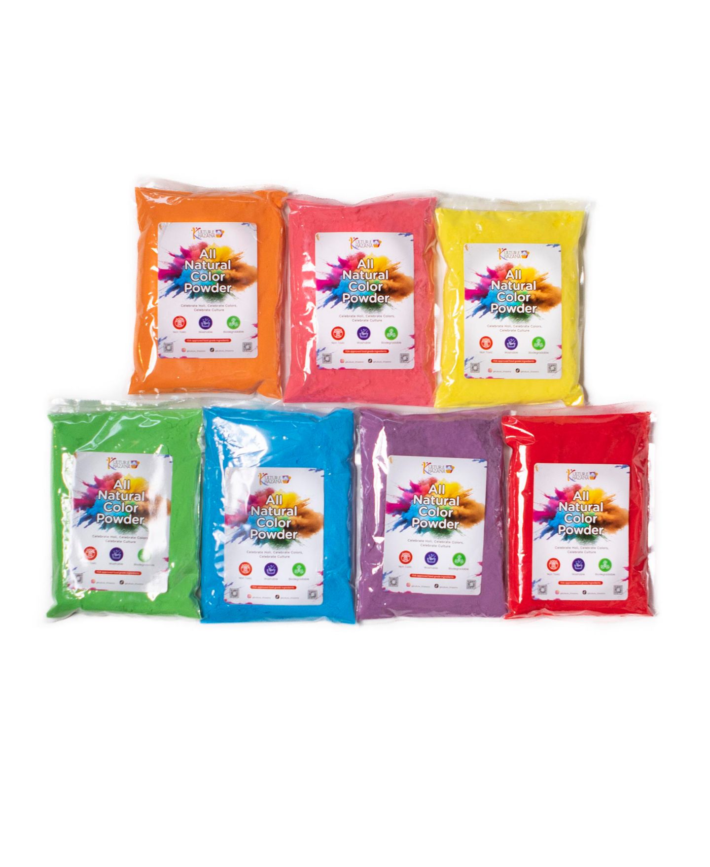 Детские игрушки Kulture Khazana Holi All-Natural Color Powder, 7-Pack, Ages 3+, цвет: Open Miscellaneous — фото 6