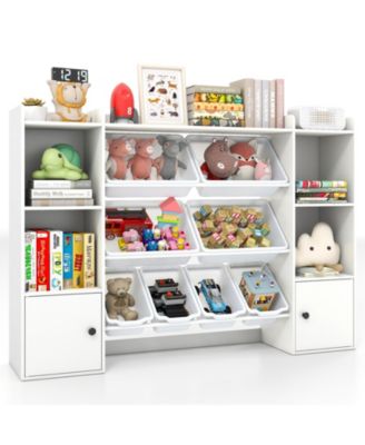 Kids Toy Storage and Bookshelf with Boxes and Open Shelves