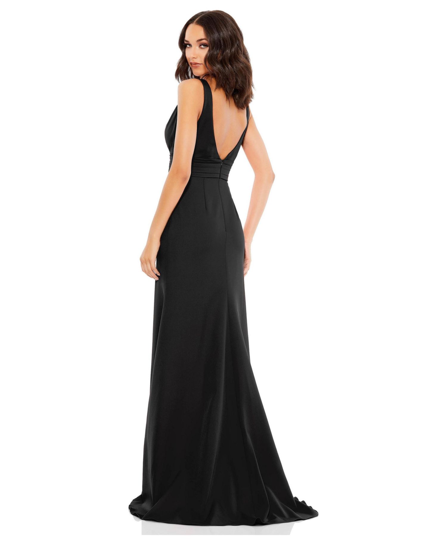 Women's Sleeveless V Neck Bow Detail Mermaid Gown