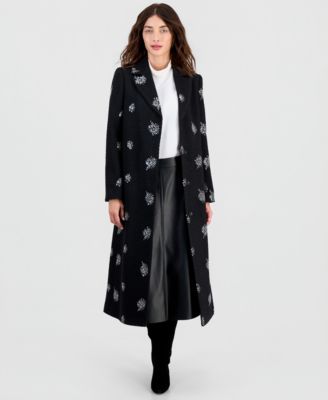 Women's Single-Breasted Sparkle Boucl&eacute; Maxi Coat