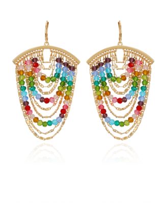 Multi-Colored Beaded Tiered Linear Drop Earrings