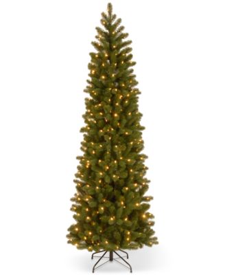 7.5 Feel Real Down Swept Douglas Fir Pencil Slim Hinged Christmas Tree With 350 Clear Lights