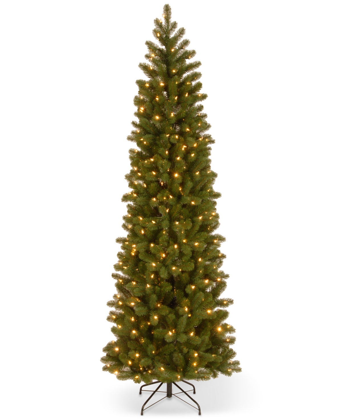 7.5' "Feel Real" Down Swept Douglas Fir Pencil Slim Hinged Christmas Tree with 350 Clear Lights