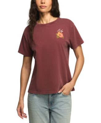 Women's Hibiscus Print Crewneck Boyfriend T-Shirt