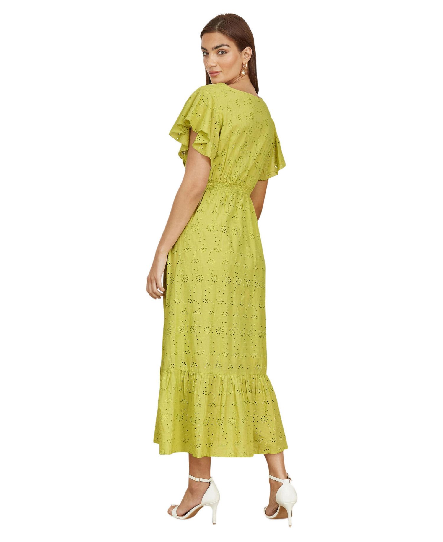 Women's Cotton Broderie Anglaise Wrap Midi Dress