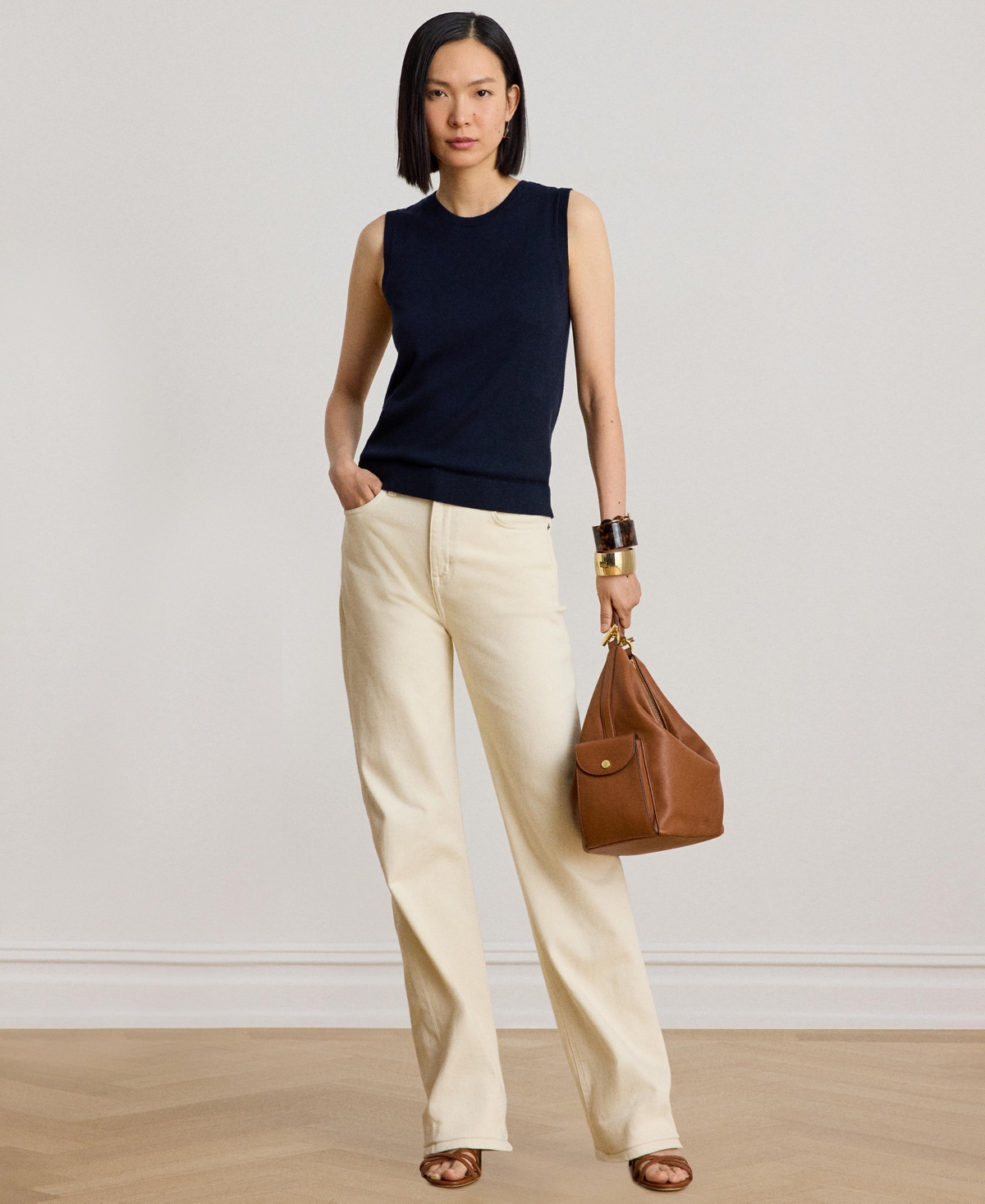Lauren Ralph Women's High-Rise Straight Leg Denim Jeans