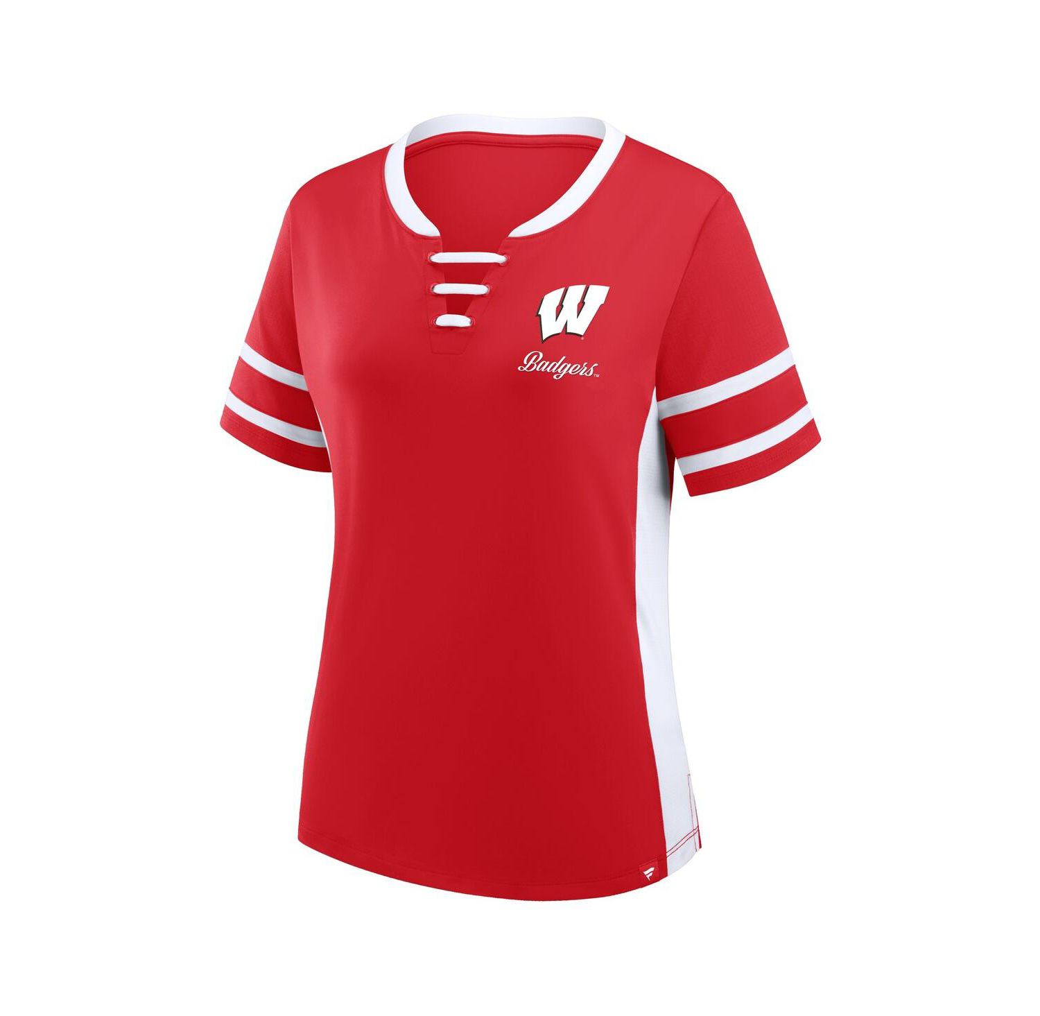 Women's Red/White Wisconsin Badgers Be Fearless Athena Lace-Up T-Shirt