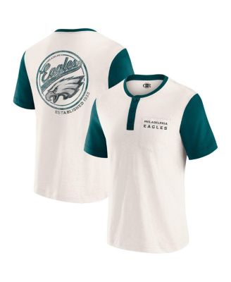 Men's Cream Philadelphia Eagles Henley Color Block Slub Pocket T-Shirt