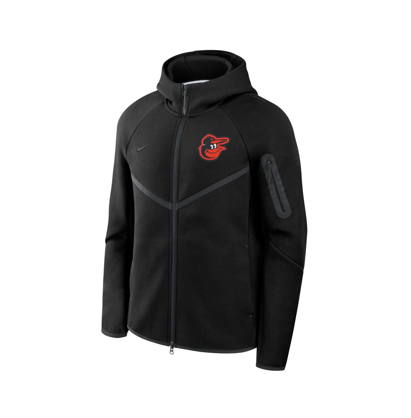 Мужское худи Nike Black Baltimore Orioles Tech Fleece Raglan Full-Zip Windrunner — фото 2