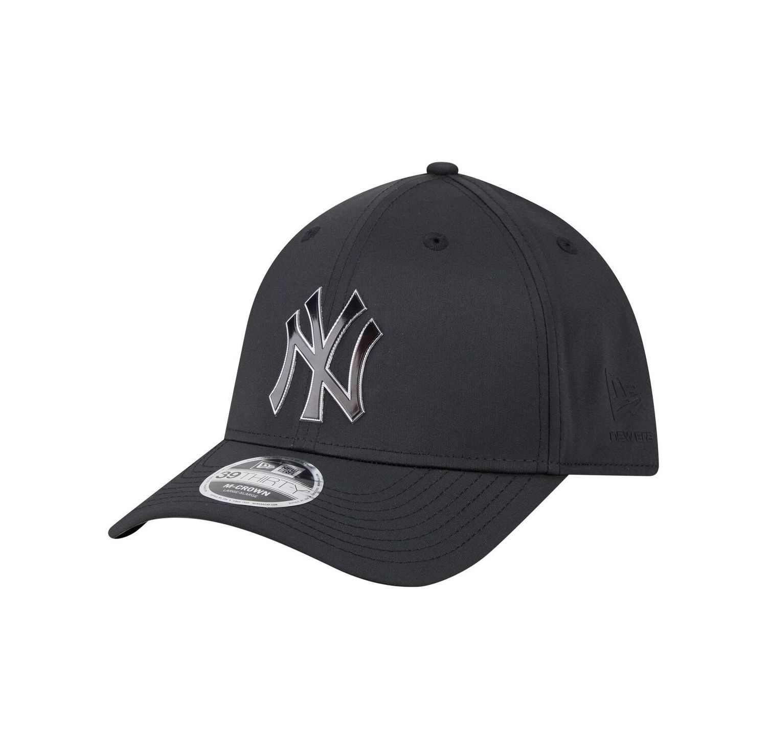 Men's Black New York Yankees Metallic 39THIRTY M-Crown Flex Hat