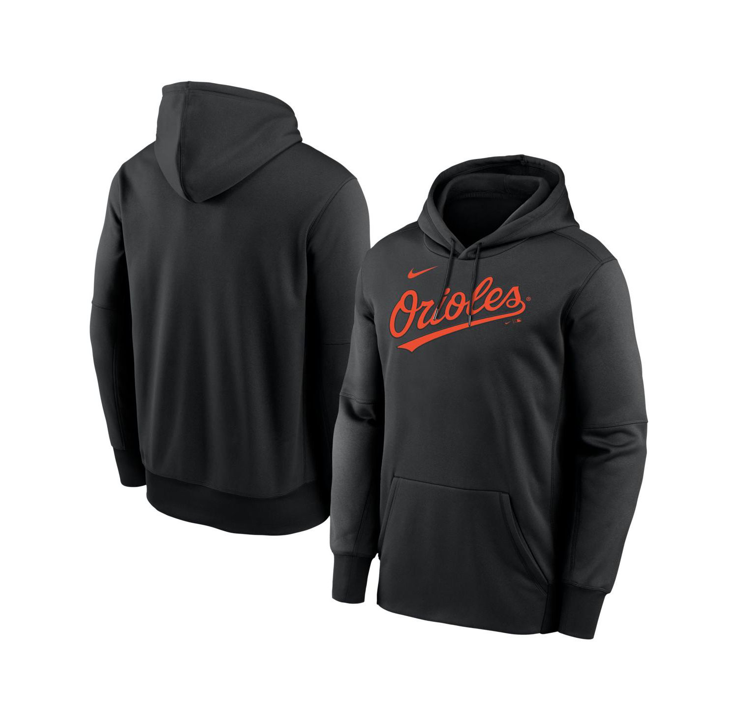 Men's Black Baltimore Orioles Primary Wordmark Therma Hoodie