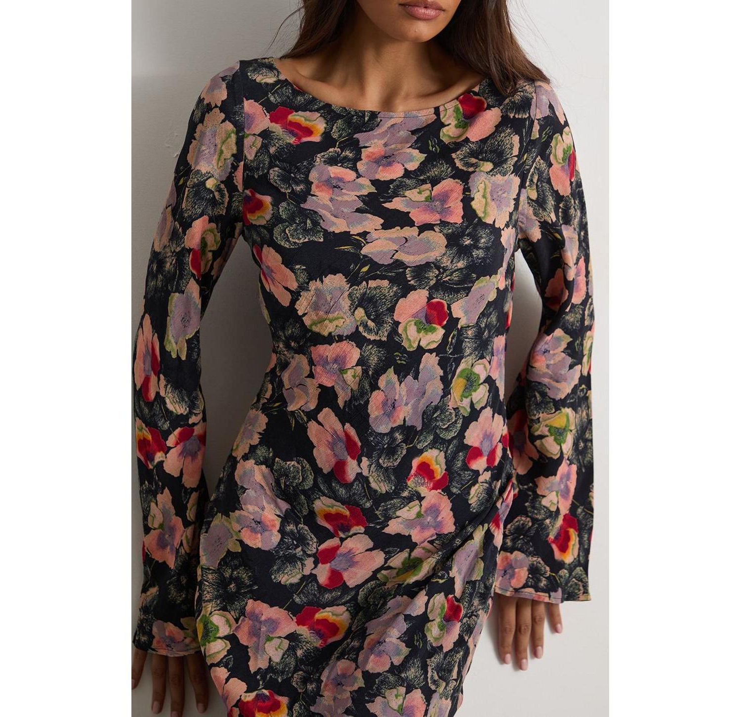 Women's Floral Bias Cut Scoop Back Midaxi Dress