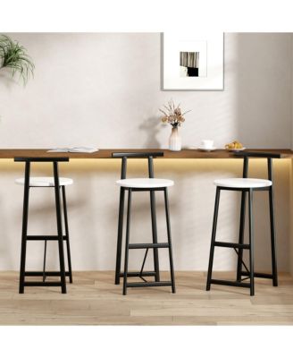Metal Counter Bar Stools Set of 3 with Backrest