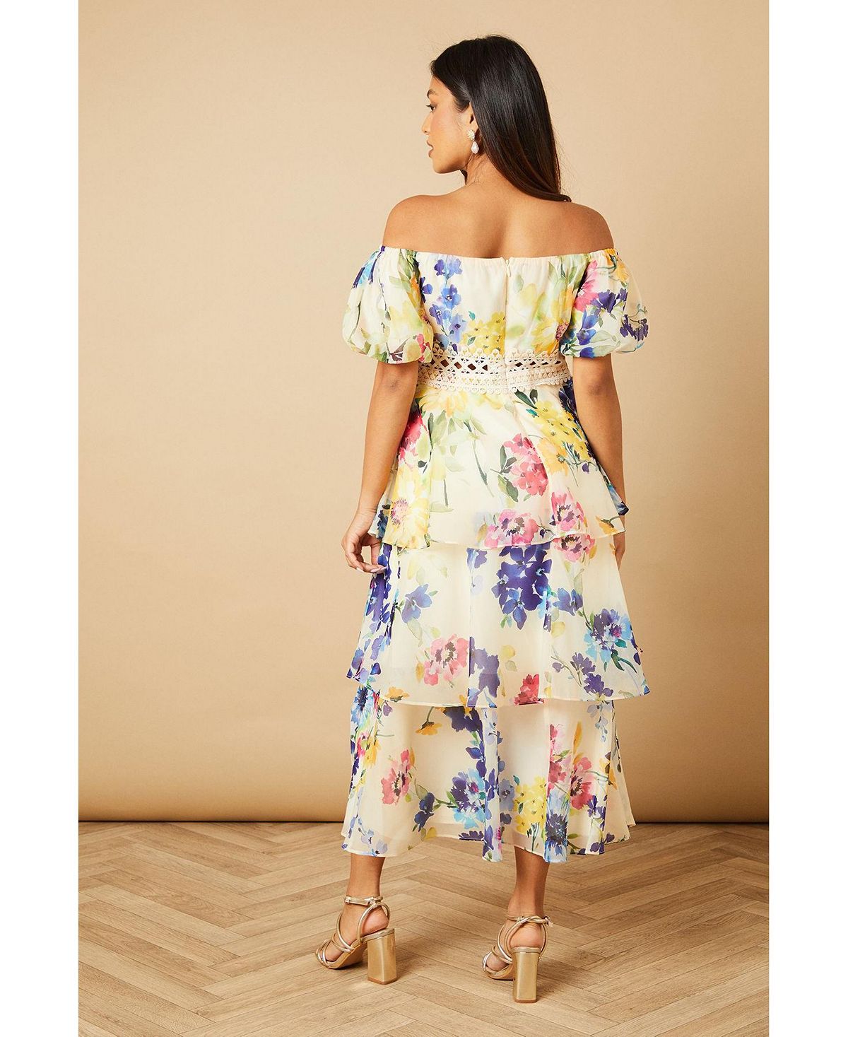 Oasis Women's Floral Bardot Midi Dress view 3 — MAYCSS fashion products