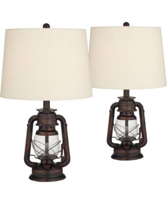 Murphy 23" High Miner Lantern Farmhouse Accent Table Lamps Set of 2 Finish Metal Living Room