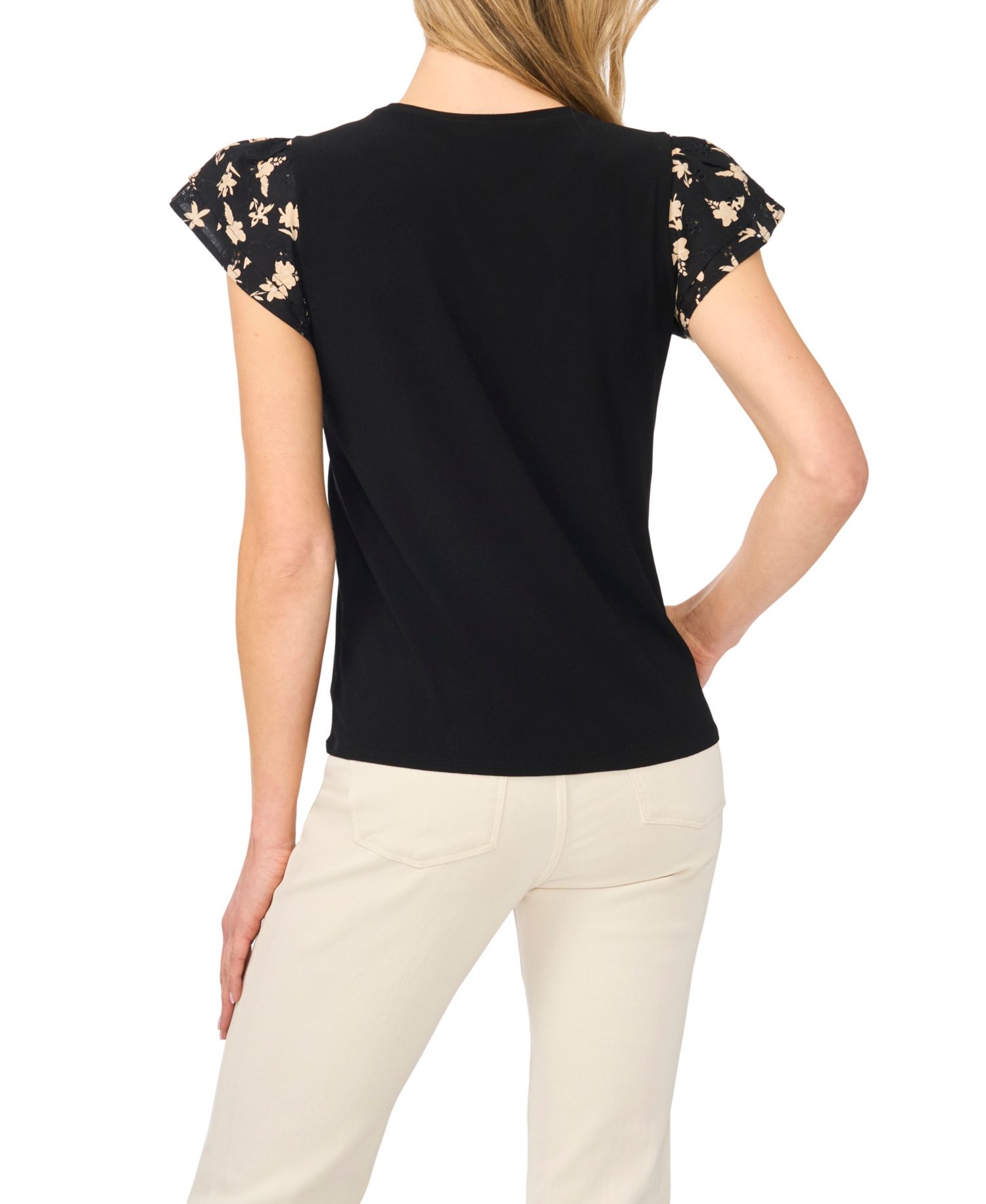 Women's Ruffle-Sleeve Crewneck Top