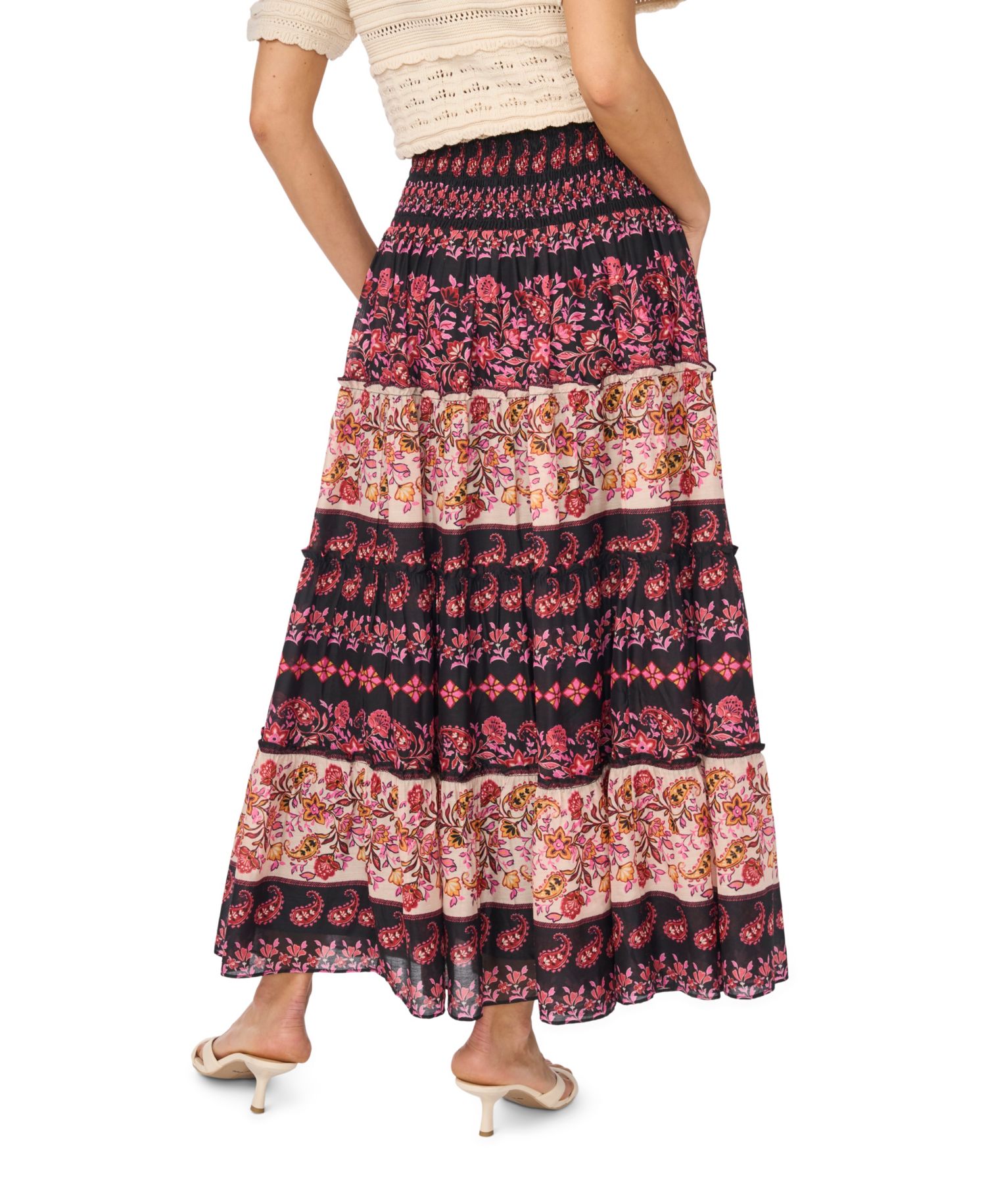 Women's Tiered Smock Waist Maxi Skirt