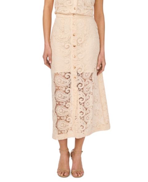 Женская юбка CeCe Front Button Paisley Lace Midi, цвет: Натуральный